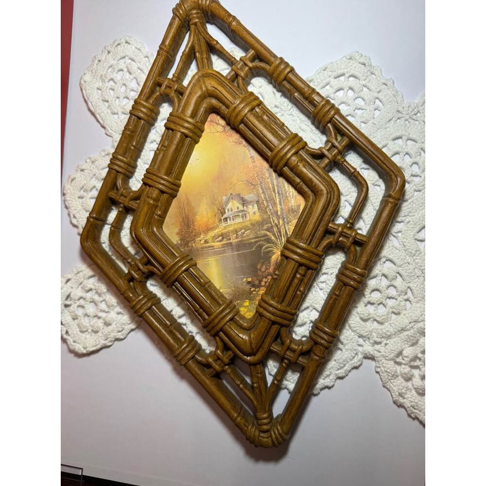 Homco vintage diamond bamboo-look frame